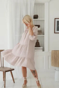 Abby pellavamekko, vaaleanpunainen