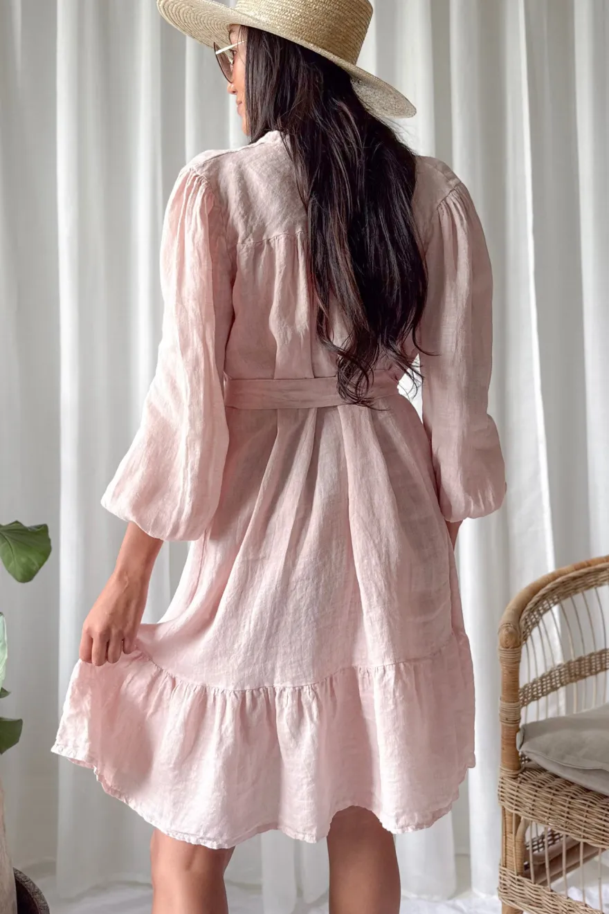 Aiyanna pellavamekko, vaaleanpunainen