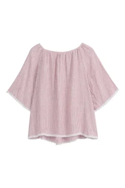Alessia pellavapaita, pink stripe + white lace