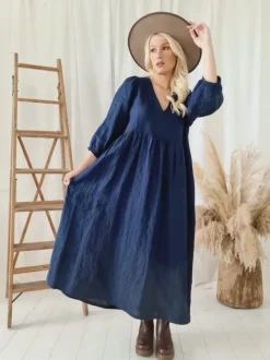 Almira pellavamekko, navy sininen
