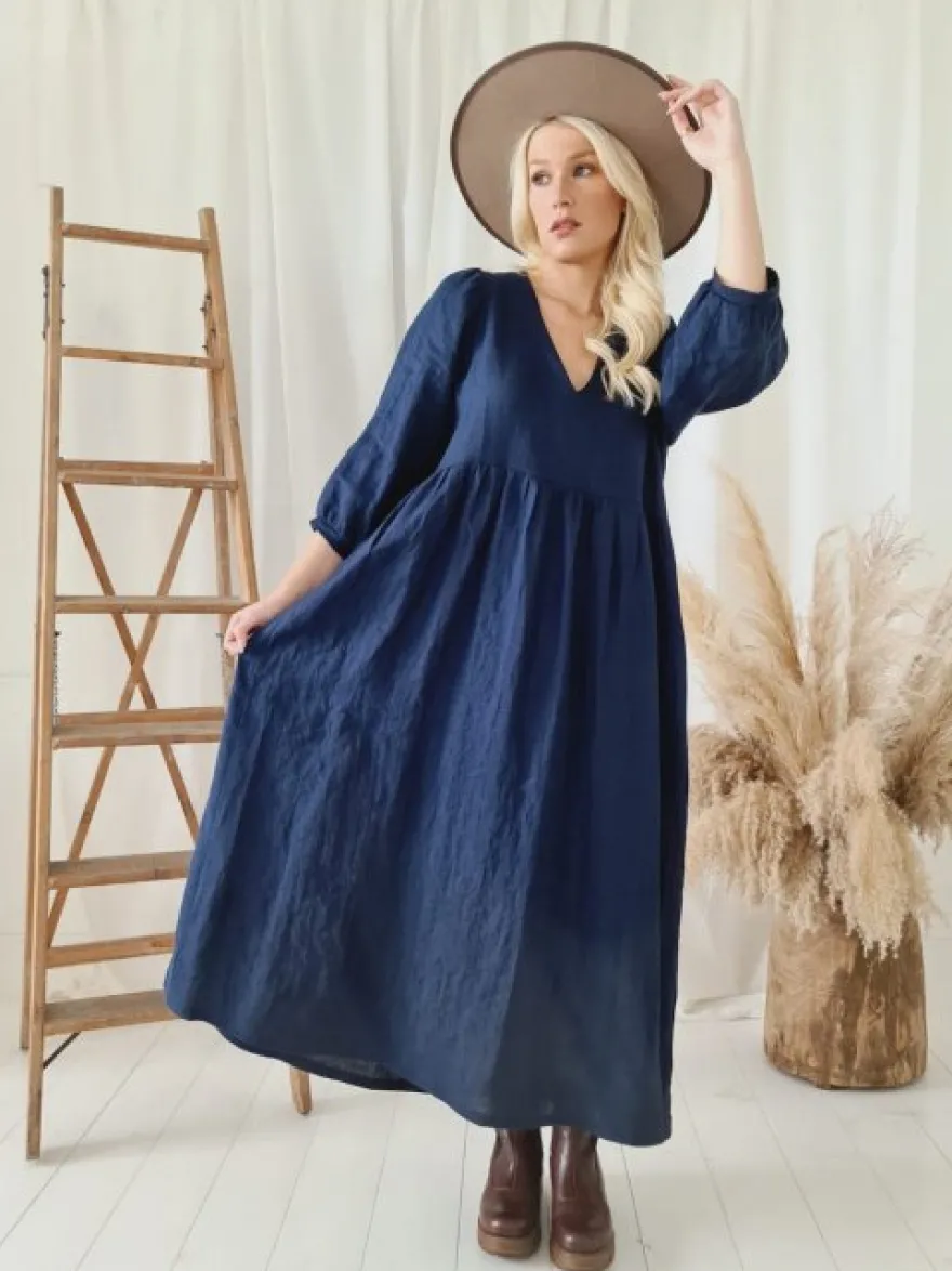 Almira pellavamekko, navy sininen