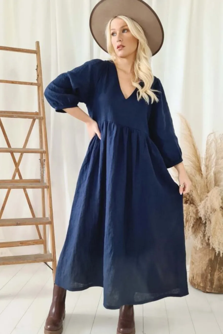 Almira pellavamekko, navy sininen