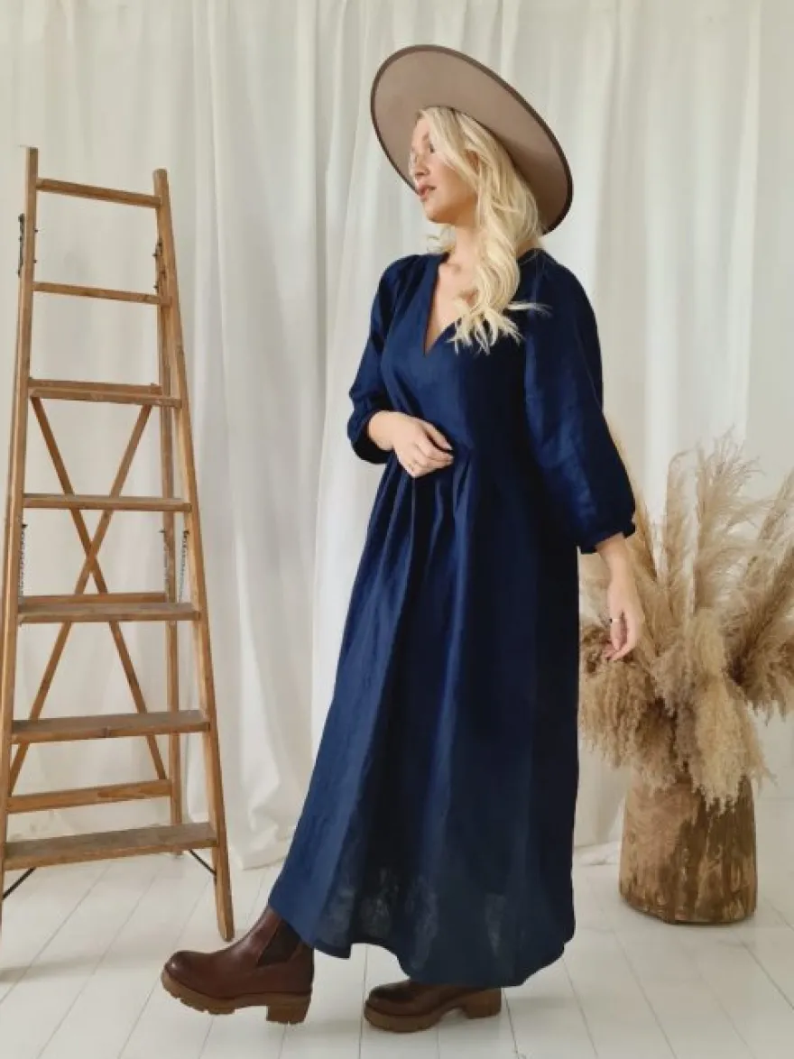 Almira pellavamekko, navy sininen