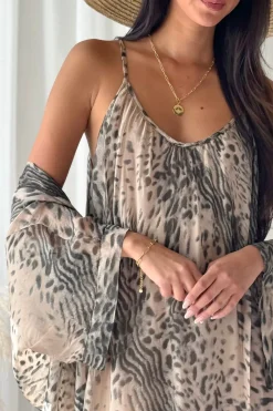 Alyssa silkkiviskoosimekko, soft leo print
