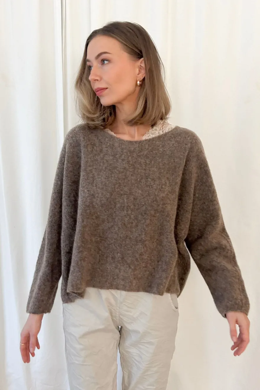 Angie alpakkaneule, taupe