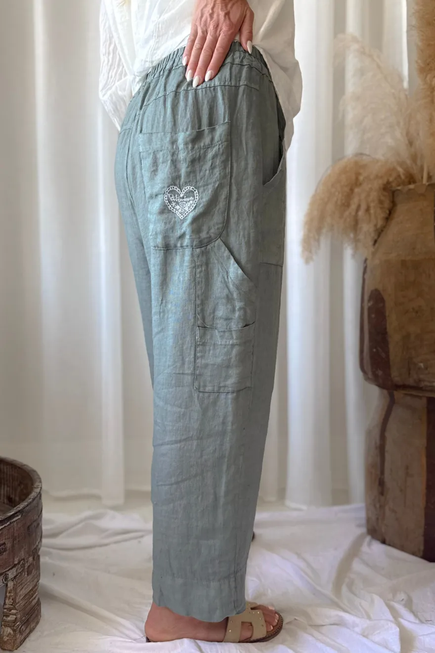 Baggy pellavahousut, camo