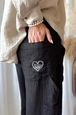 Baggy pellavahousut, musta