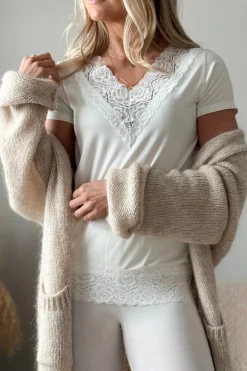 Bamboo Lace Elodie t-paita, valkoinen