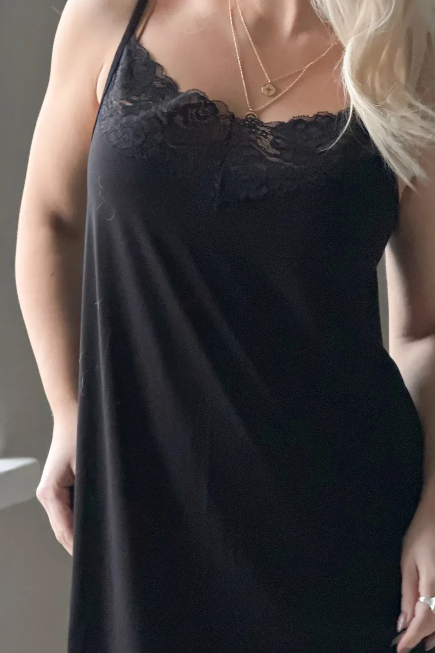 Bamboo Lace Joice slip mekko, musta