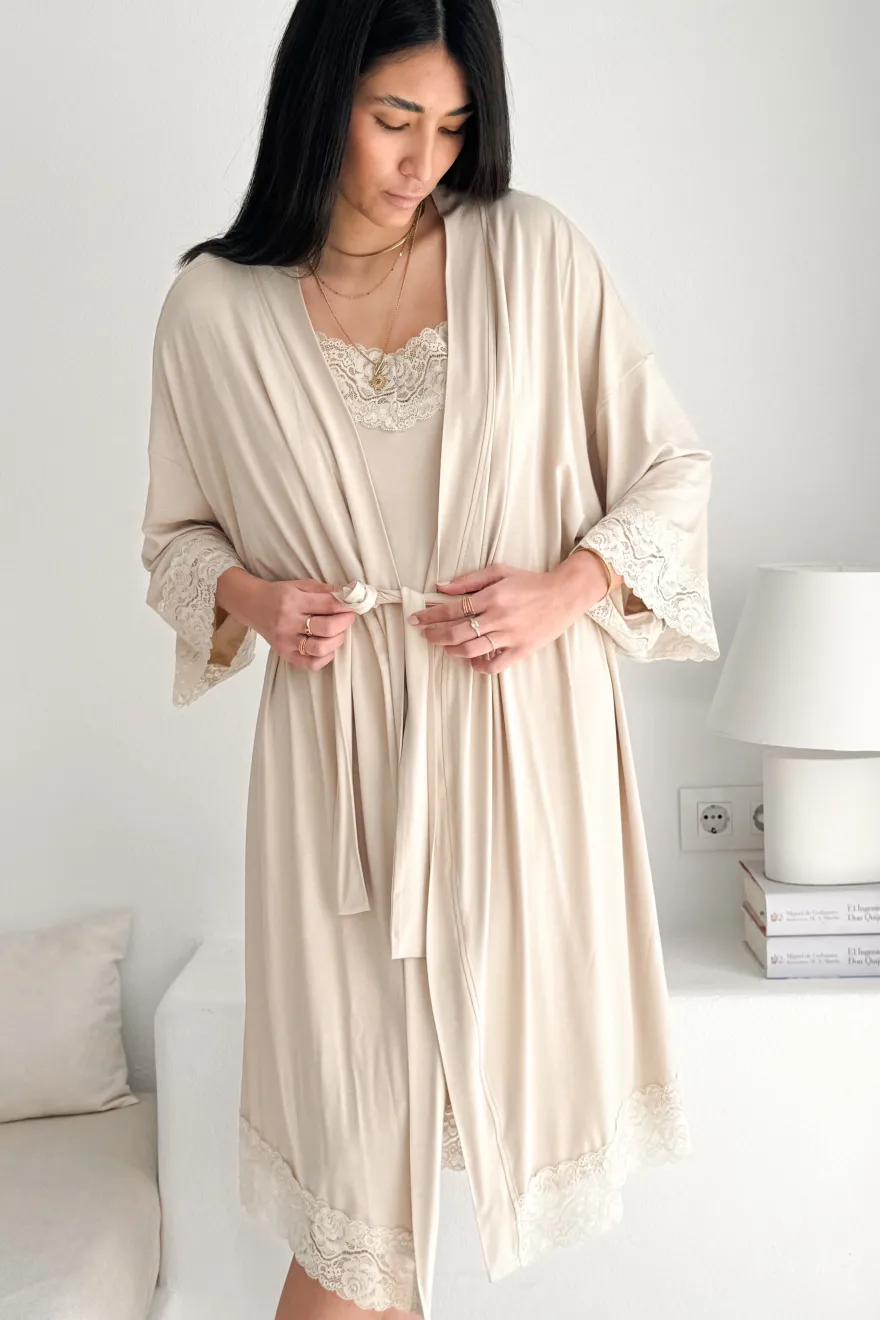 Bamboo Lace kimono, beige