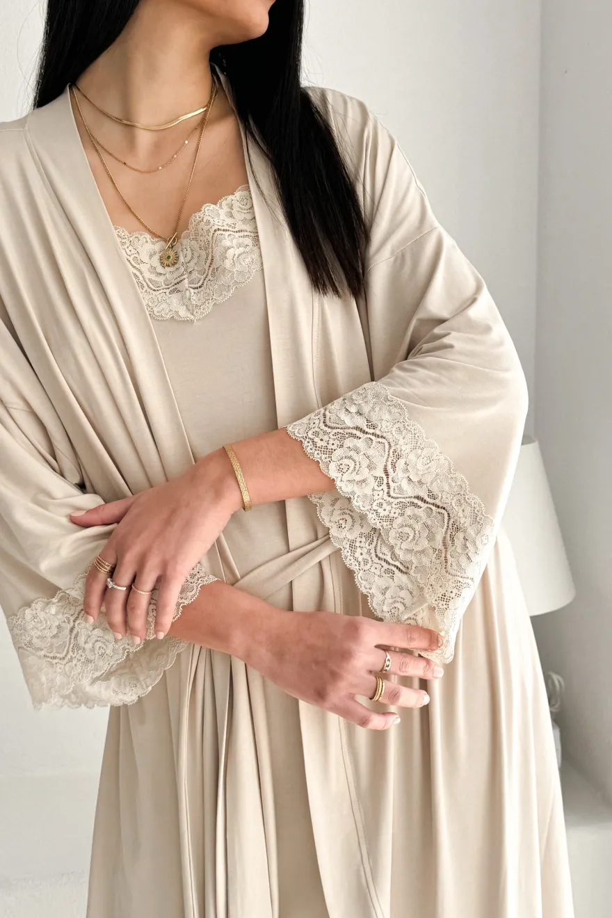 Bamboo Lace kimono, beige