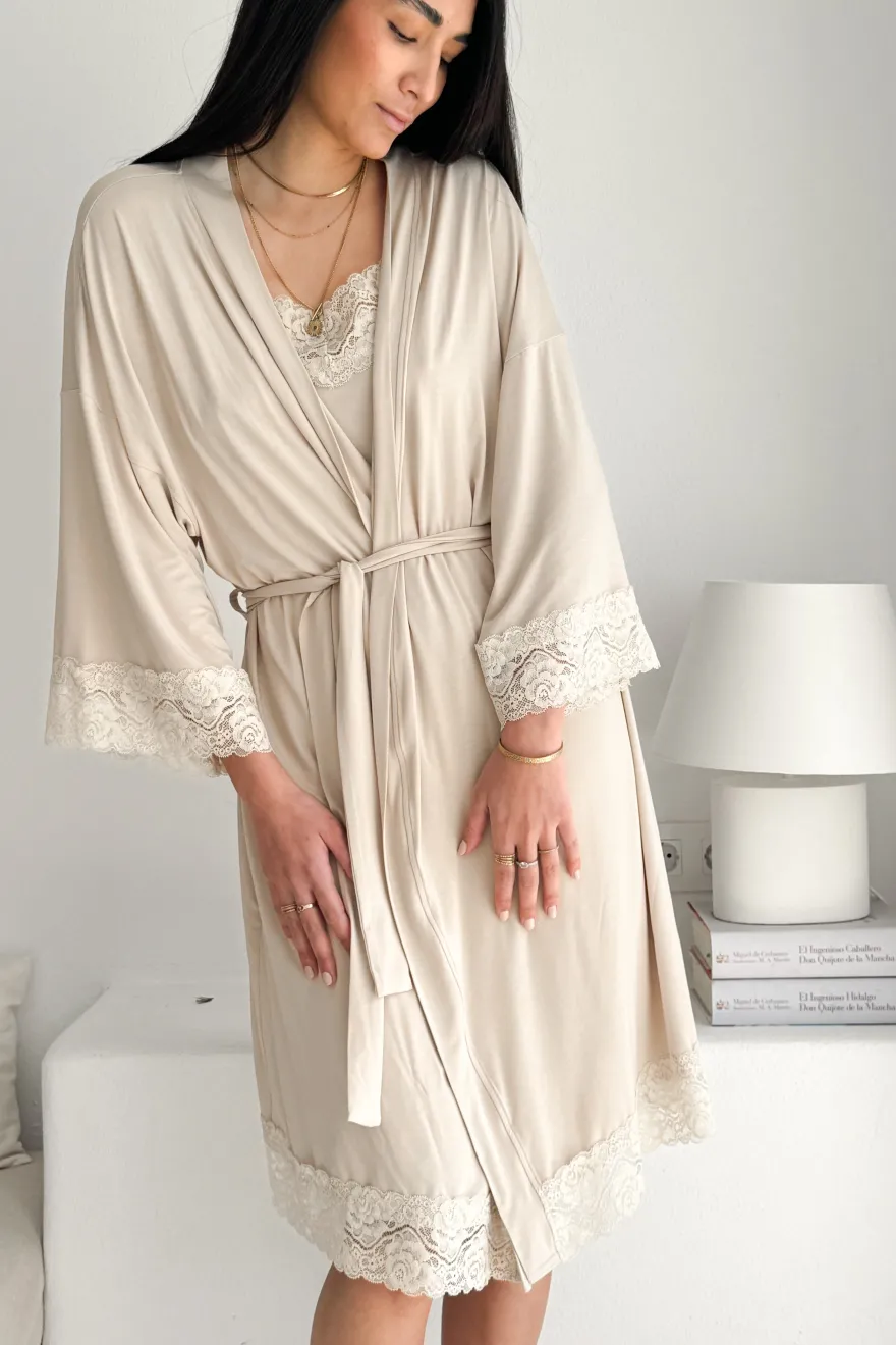 Bamboo Lace kimono, beige