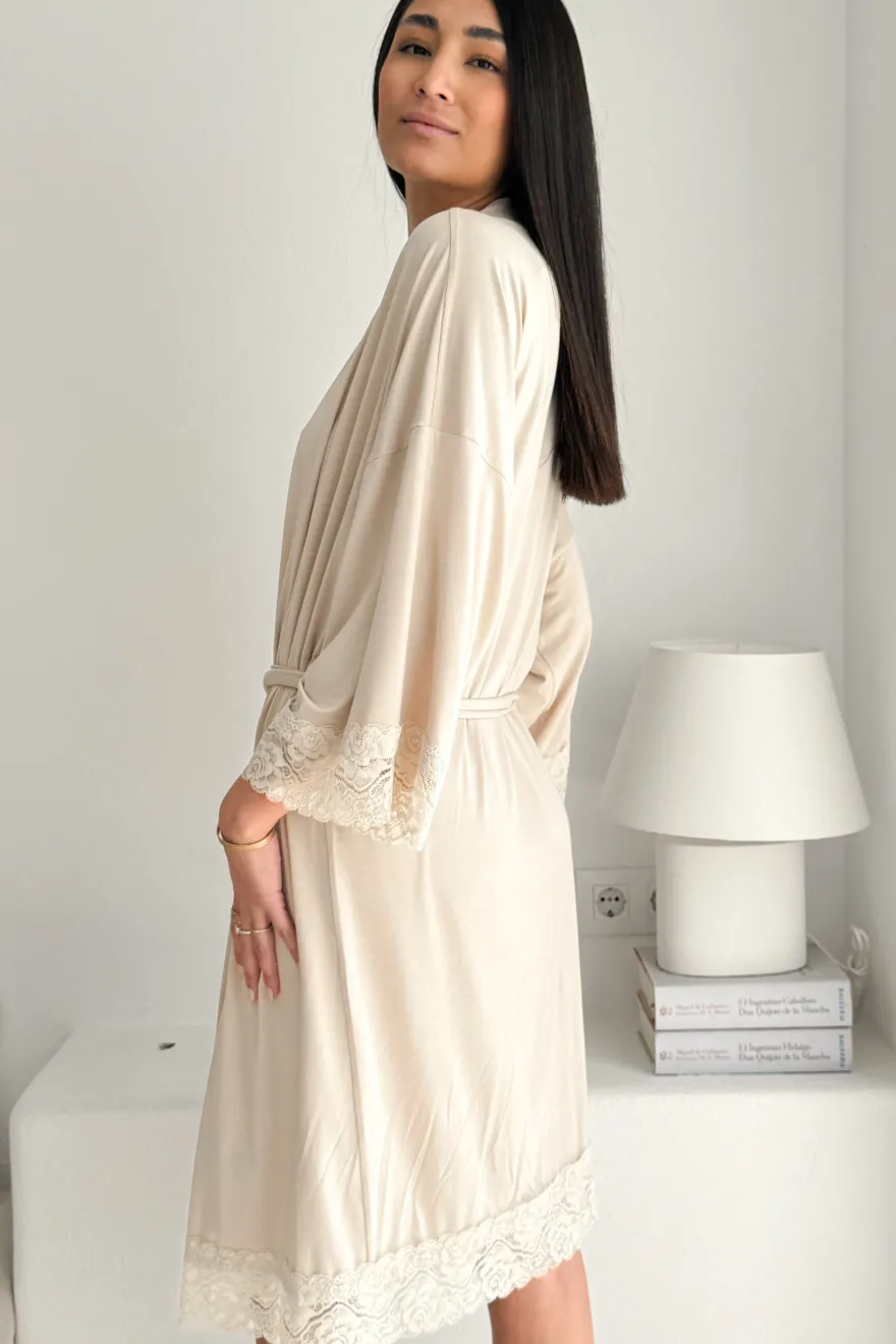 Bamboo Lace kimono, beige