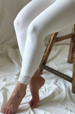 Bamboo Lace leggingsit, valkoinen
