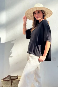 Bamboo oversized t-paita, musta