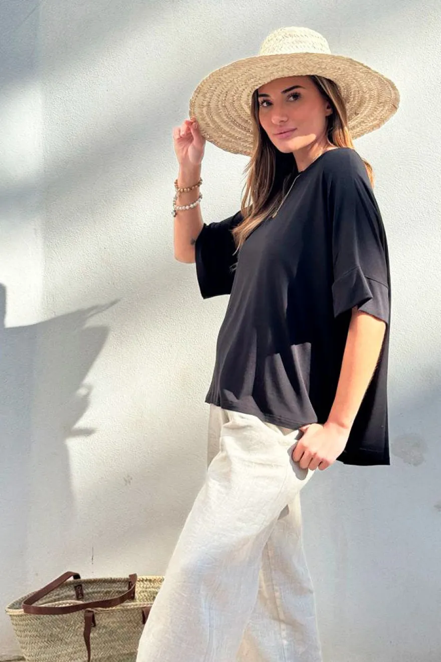 Bamboo oversized t-paita, musta