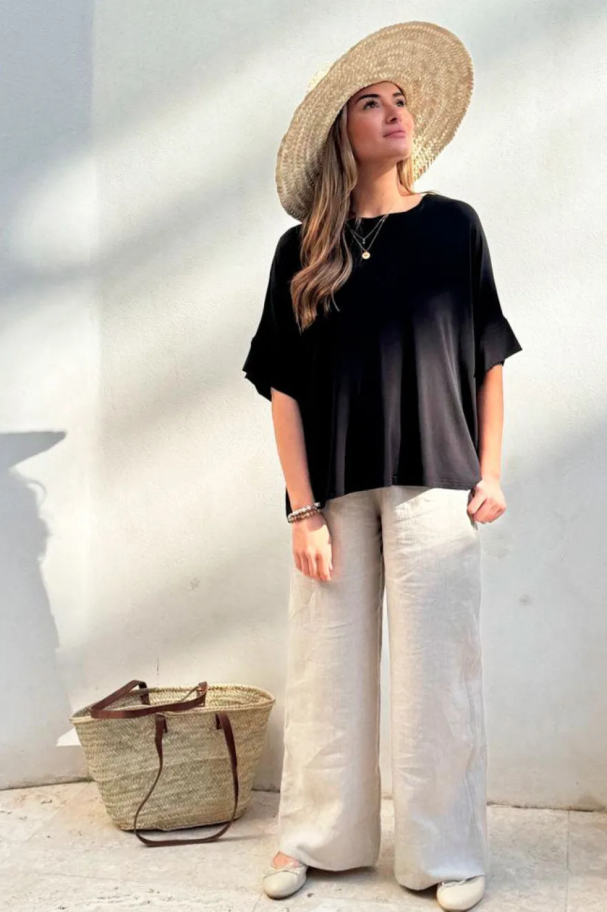 Bamboo oversized t-paita, musta
