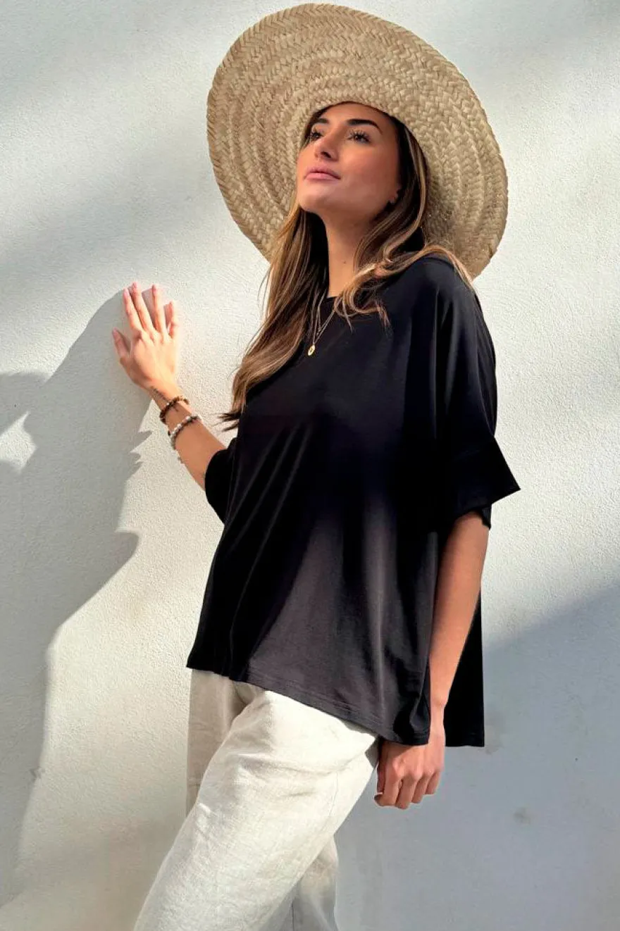 Bamboo oversized t-paita, musta