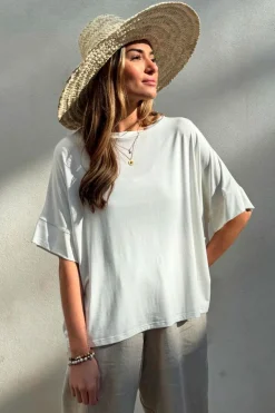 Bamboo oversized t-paita, valkoinen