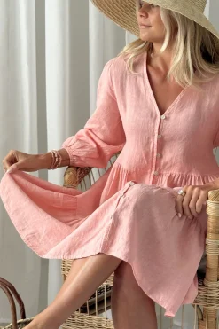 Belle pellavamekko, baby pink
