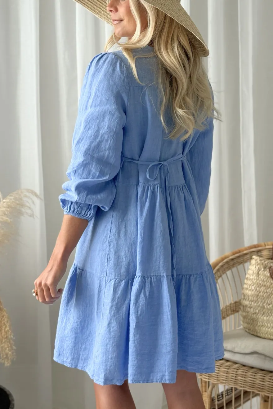 Belle pellavamekko, heavenly blue