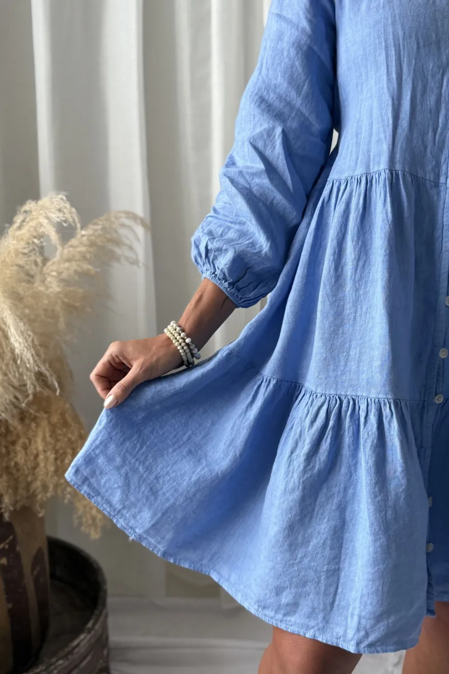 Belle pellavamekko, heavenly blue
