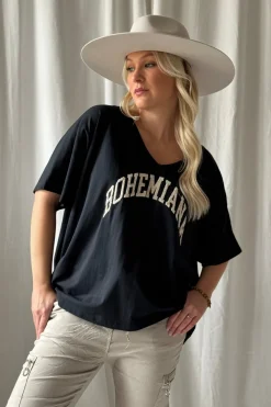 Bohemiana boucle t-paita, musta