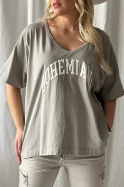 Bohemiana boucle t-paita, taupe