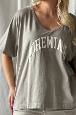 Bohemiana boucle t-paita, taupe