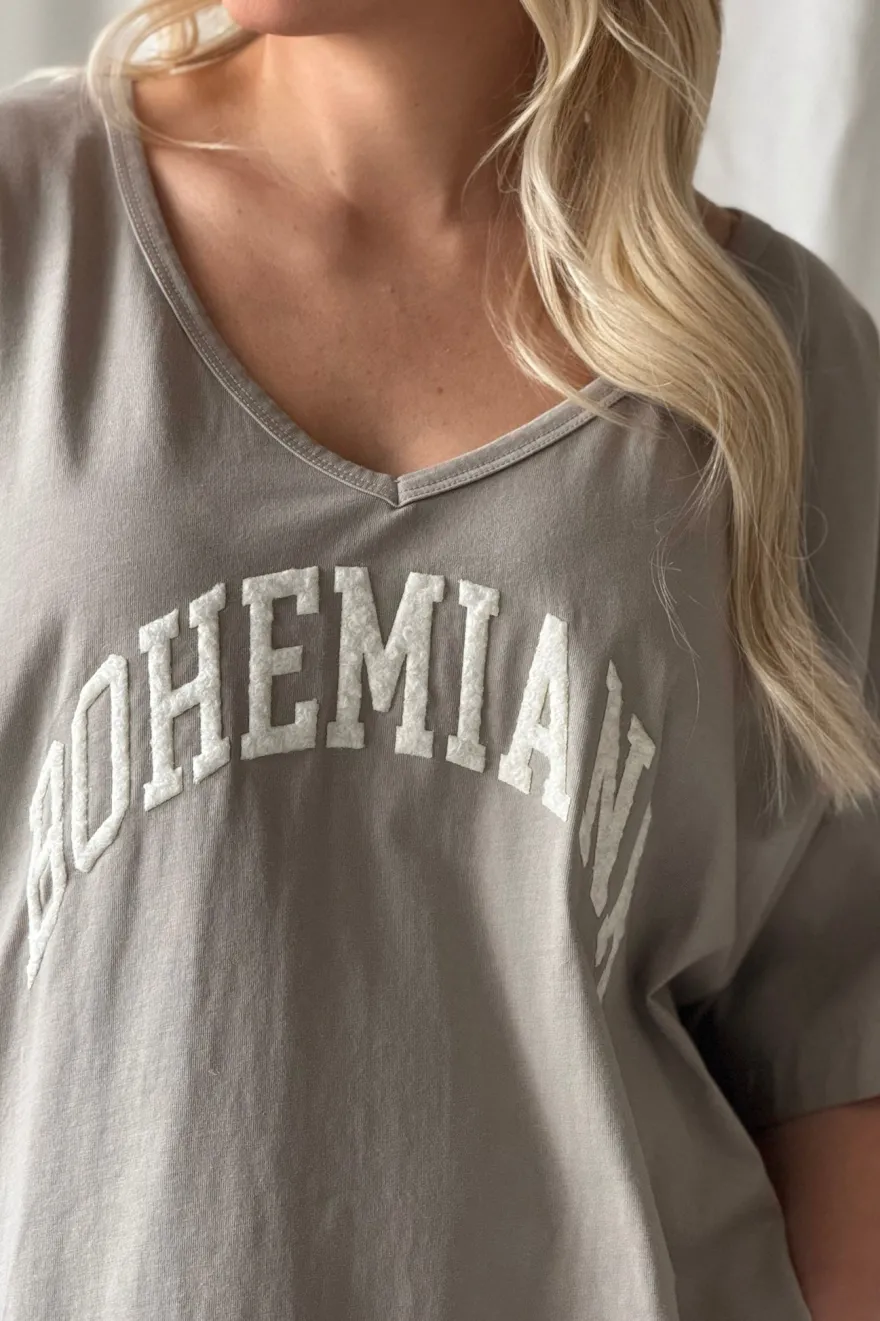 Bohemiana boucle t-paita, taupe