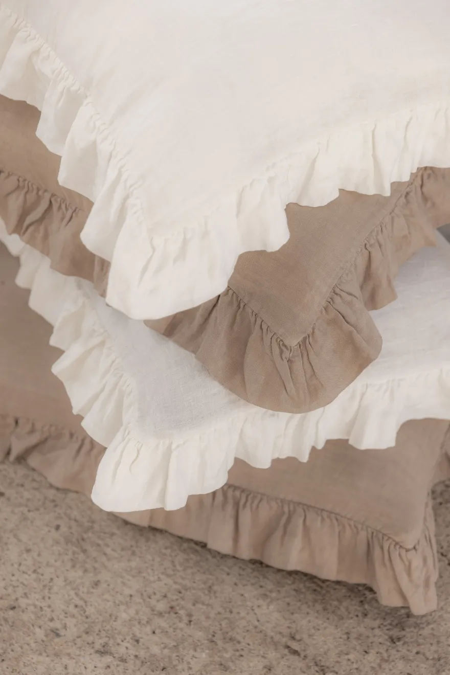 Bohemian frill pellavatyynynpäällinen, cashmere
