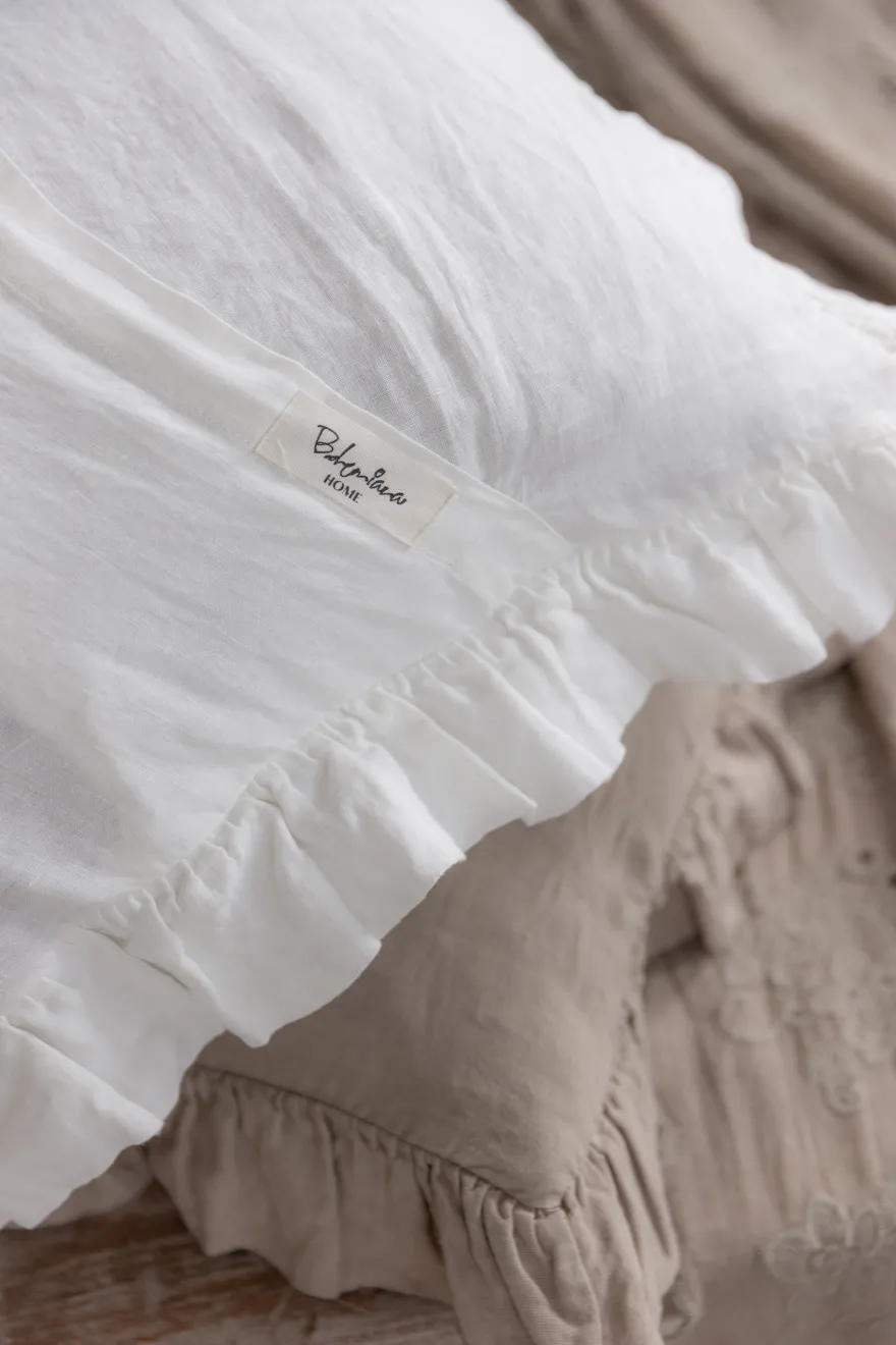 Bohemian frill pellavatyynynpäällinen, cashmere
