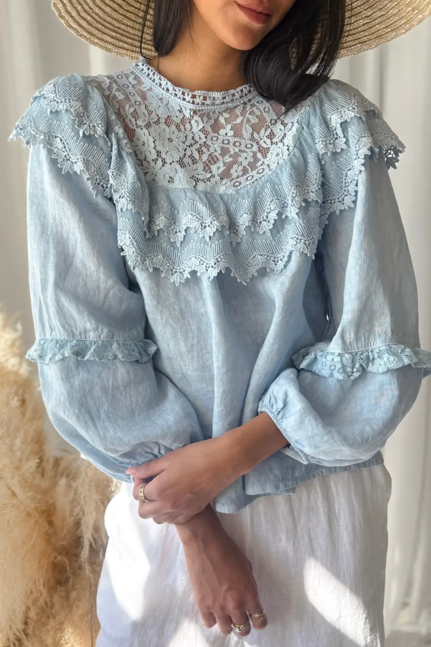 Boho Lace pellavapaita, vaaleansininen