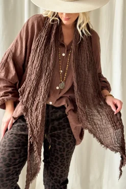 Boho mesh pellavahuivi, coffee