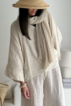 Boho mesh pellavahuivi, hiekka
