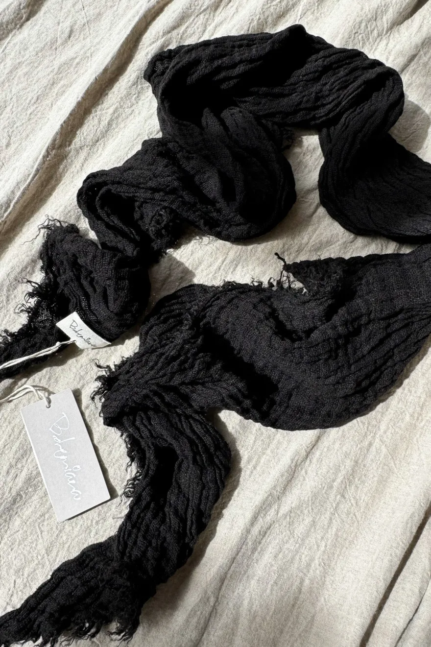Boho mesh pellavahuivi, musta