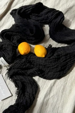 Boho mesh pellavahuivi, musta