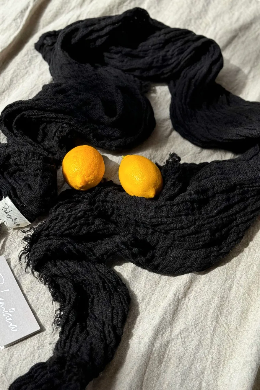 Boho mesh pellavahuivi, musta