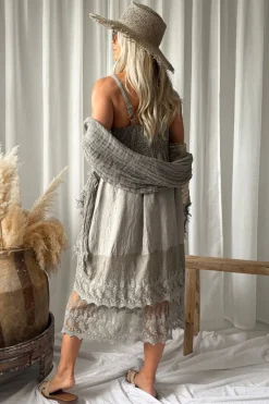Boho mesh pellavahuivi, taupe