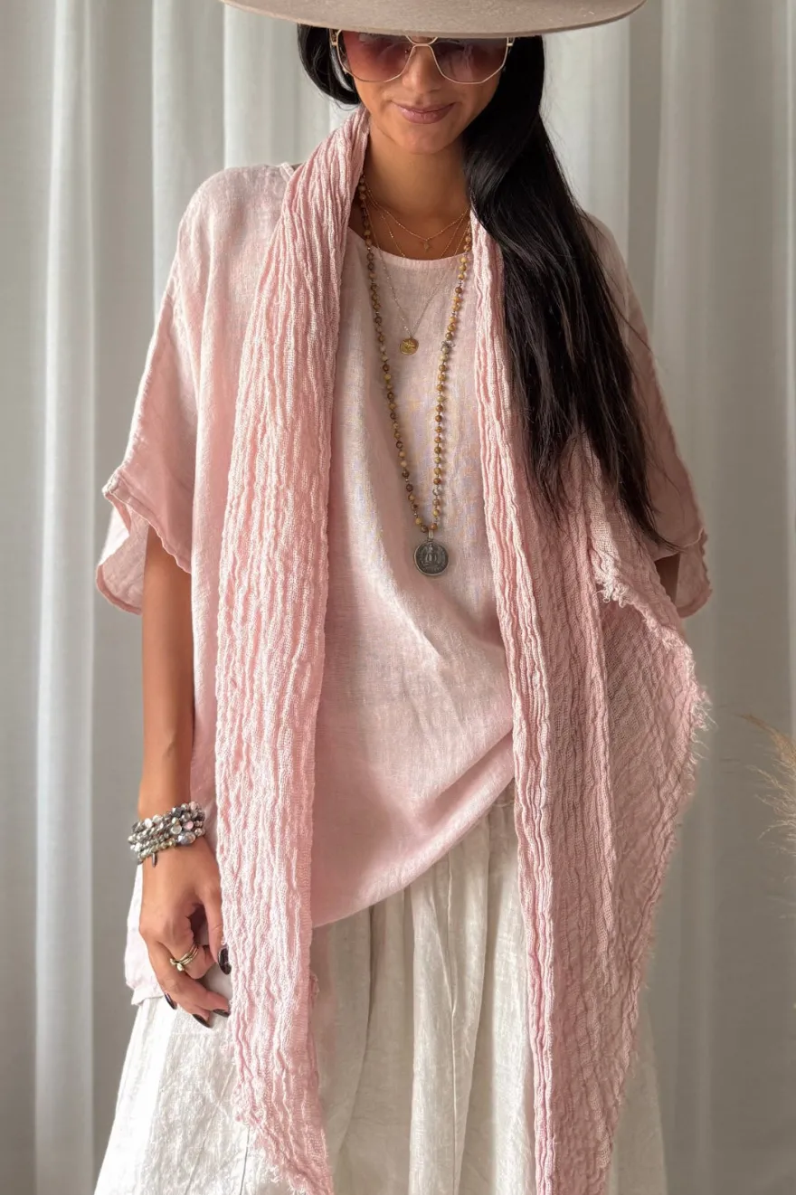 Boho mesh pellavahuivi, vaaleanpunainen