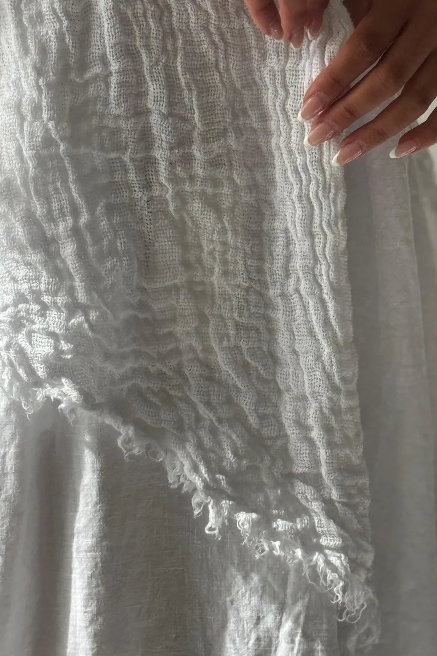 Boho mesh pellavahuivi, valkoinen