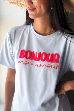 Bonjour t-paita, vaaleansininen