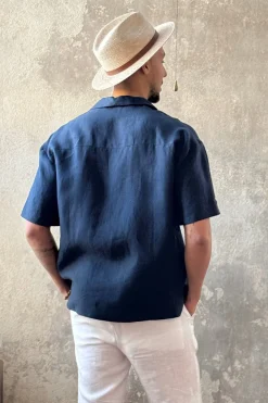 Boxy pellavapaita, navy