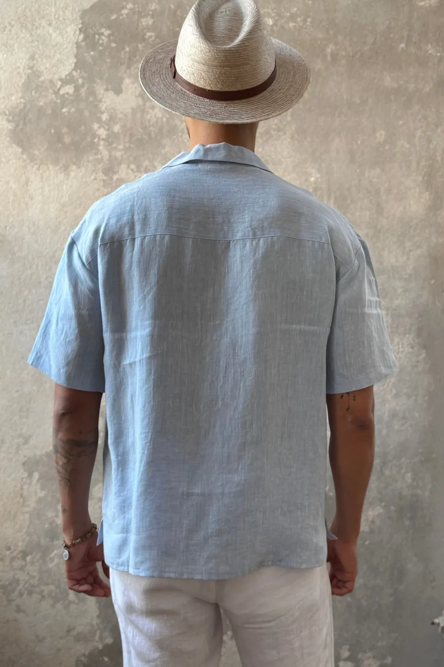 Boxy pellavapaita, oxford blue