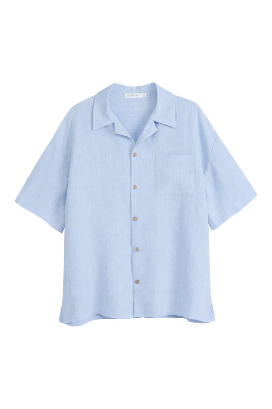 Boxy pellavapaita, oxford blue
