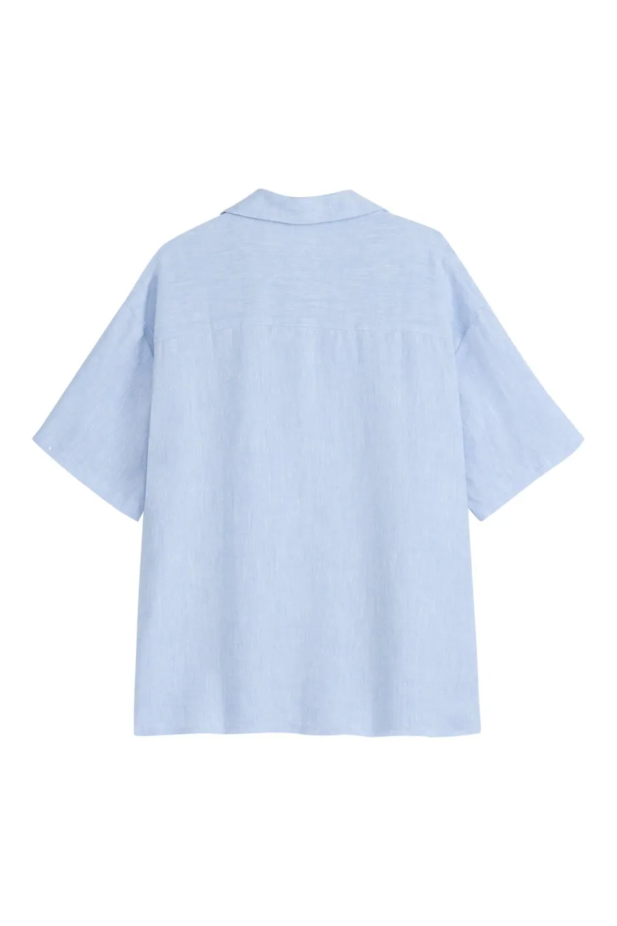 Boxy pellavapaita, oxford blue