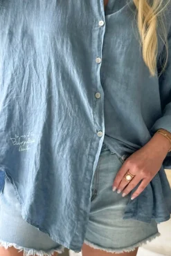 Breezy pellavapaita, denim blue
