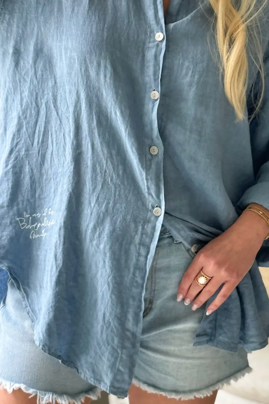 Breezy pellavapaita, denim blue