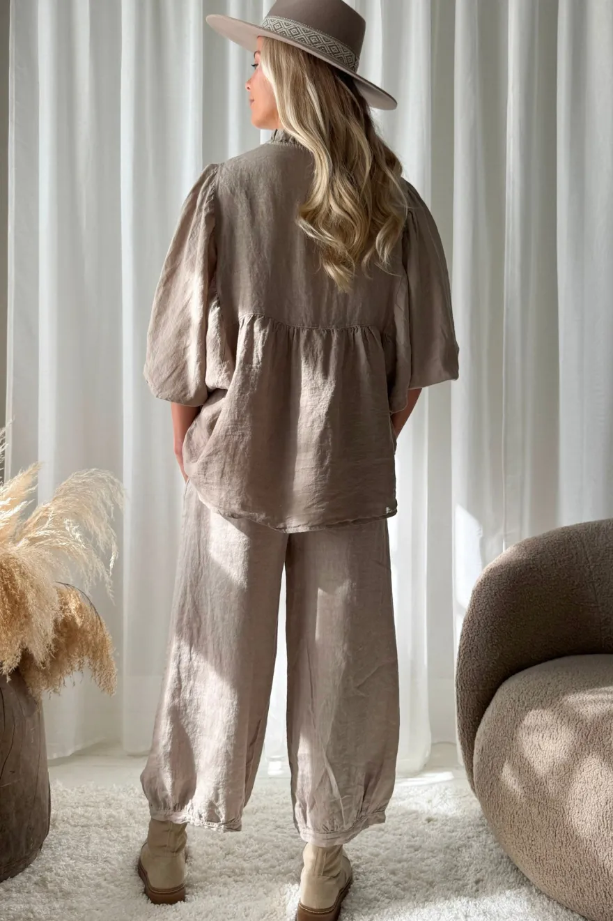 Bubble Boho pellavahousut, cashmere