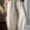 Bubble Boho pellavahousut, hiekka